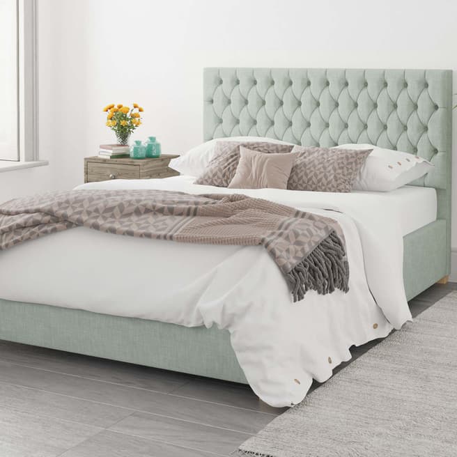 Aspire Furniture Monroe 100% Cotton Upholstered Ottoman Bed - Eau De Nil - Single (3')
