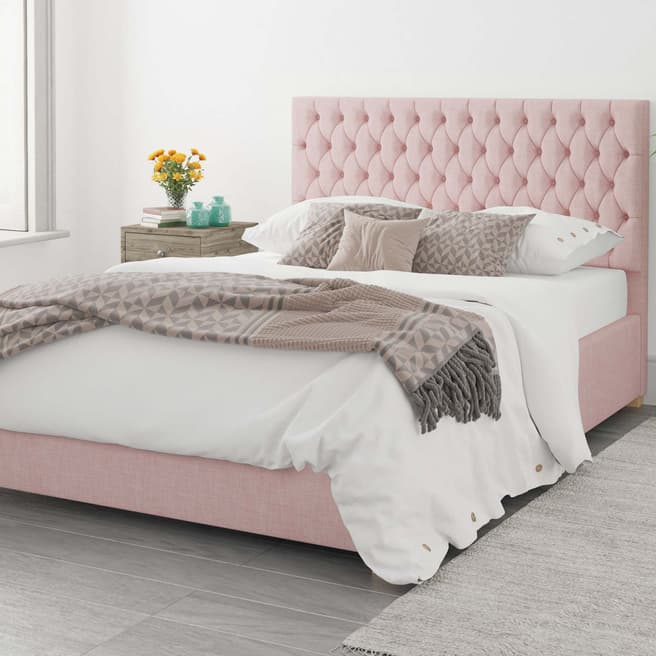 Aspire Furniture Monroe 100% Cotton Upholstered Ottoman Bed - Tea Rose - Single (3')