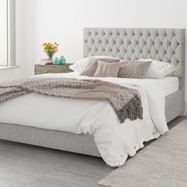 Aspire Furniture Monroe 100% Cotton Upholstered Ottoman Bed - Storm - Kingsize (5')