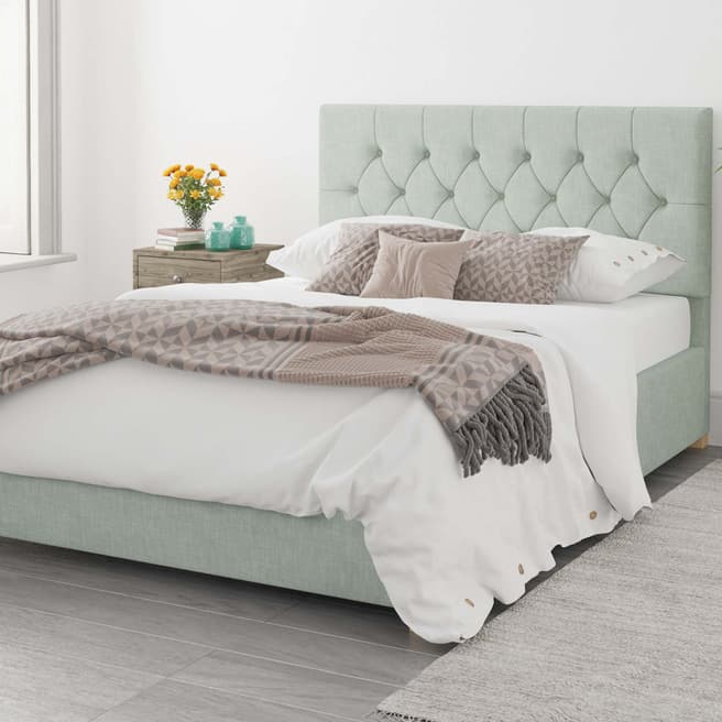 Aspire Furniture Olivier 100% Cotton Upholstered Ottoman Bed - Eau De Nil - Single (3')