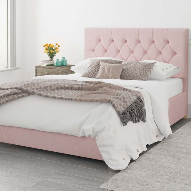 Aspire Furniture Olivier 100% Cotton Upholstered Ottoman Bed - Tea Rose - Small Double (4')