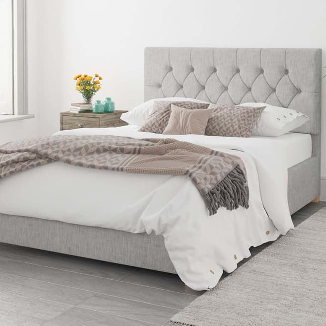 Aspire Furniture Olivier 100% Cotton Upholstered Ottoman Bed - Storm - Single (3')