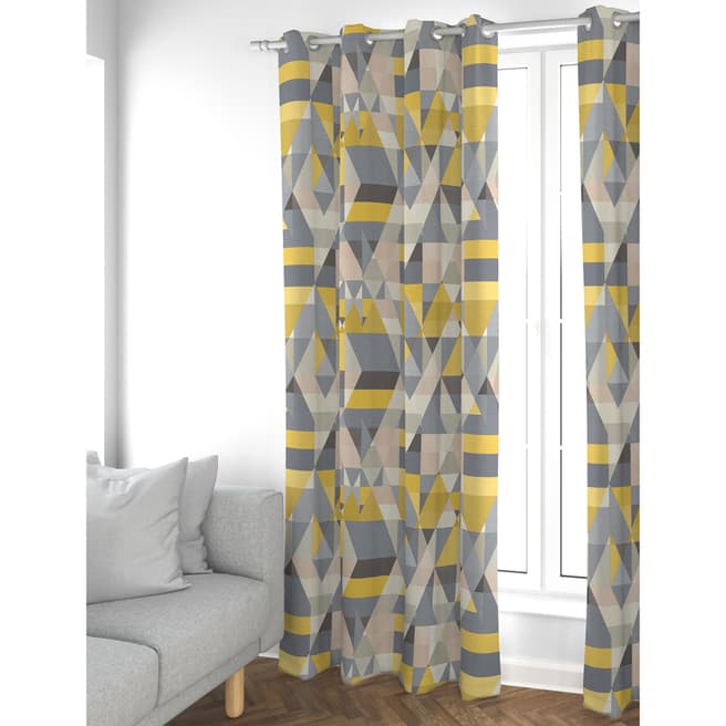 Scion Ochre/Grey Axis Curtains 168x183cm
