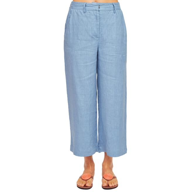 Aspiga Dusty Blue Linen Cropped Trousers