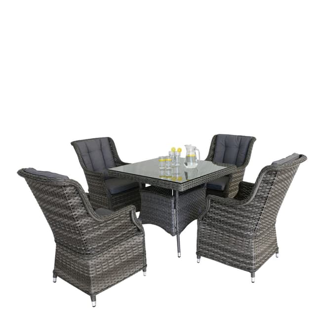 Maze Victoria 4 Seat Square Dining Set with Square Chairs, Grey