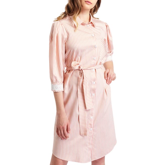BGN Soft Pink Lace Detailed Striped Dress