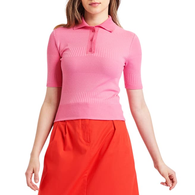 BGN New Pink Polo Collar Jacquard Jersey T-Shirt