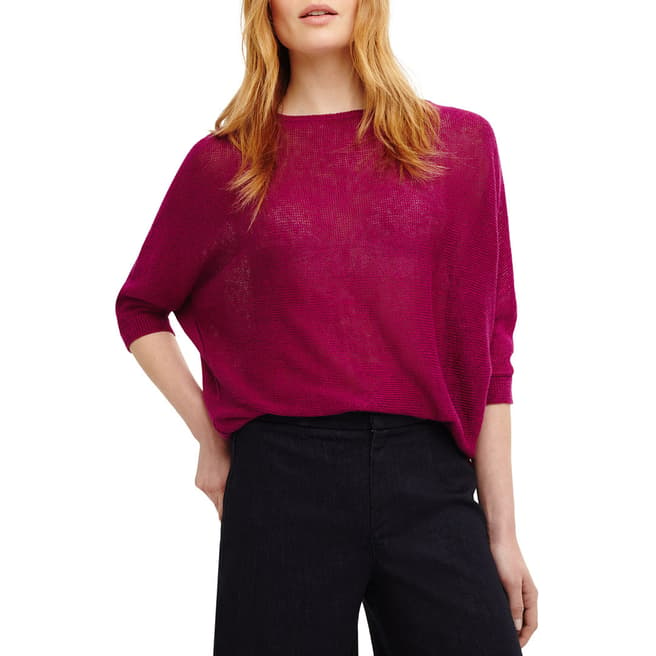 Phase Eight Berry Linen Delmi Knit Top