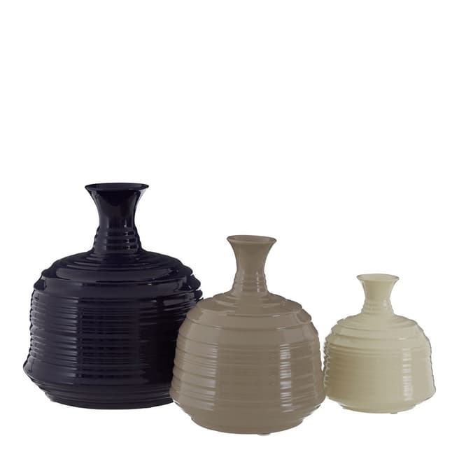 Premier Housewares Complements Navy Large Ribbed Ceramic Vase