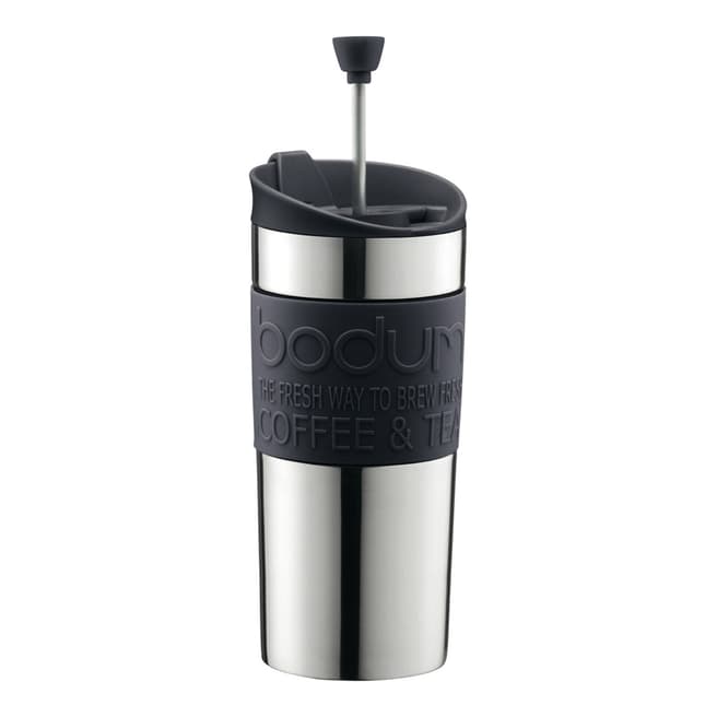 Bodum Black Stainless Steel  Travel Coffee Maker With Extra Lid 0.35L, 12oz