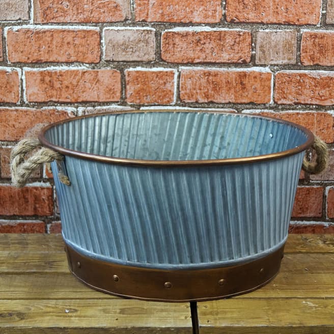 The Satchville Gift Company Detailed Zinc Bucket With Rope Handles