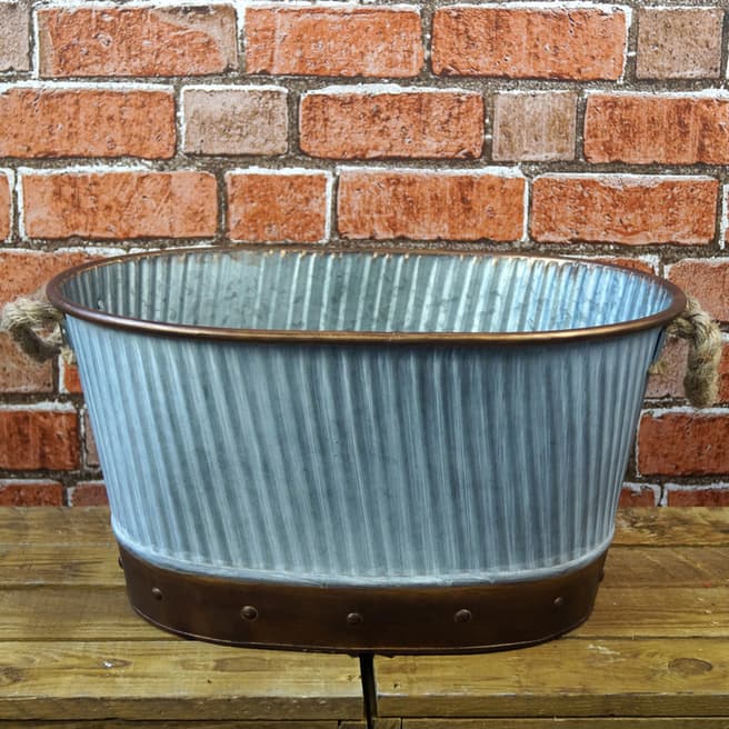 The Satchville Gift Company Detailed Zinc Trough With Rope Handles