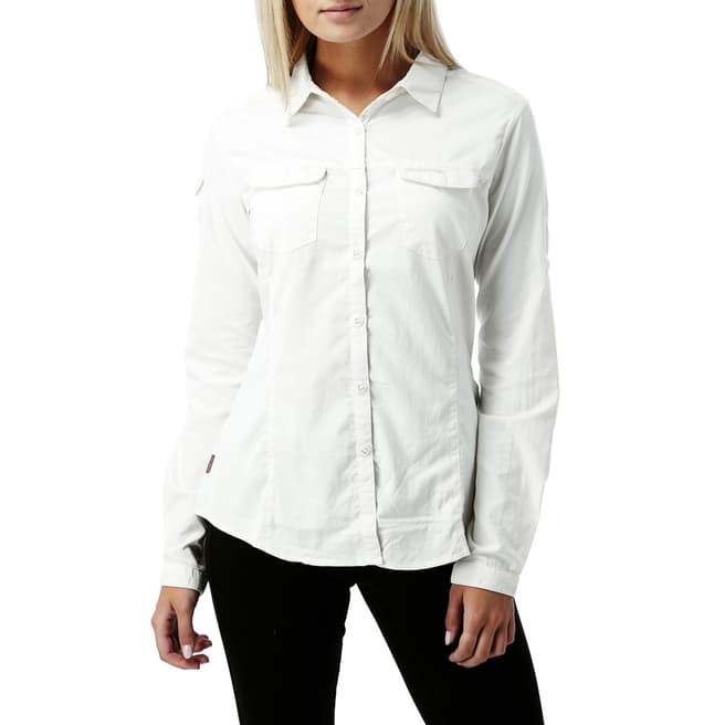 Craghoppers White NosiLife Adventure Long Sleeved Shirt