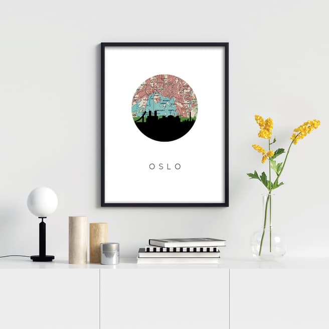 Paperfinch Designs Oslo Map Skyline 44x33cm Framed Print