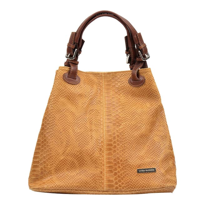 Luisa Vannini Tan Leather Shoulder Bag
