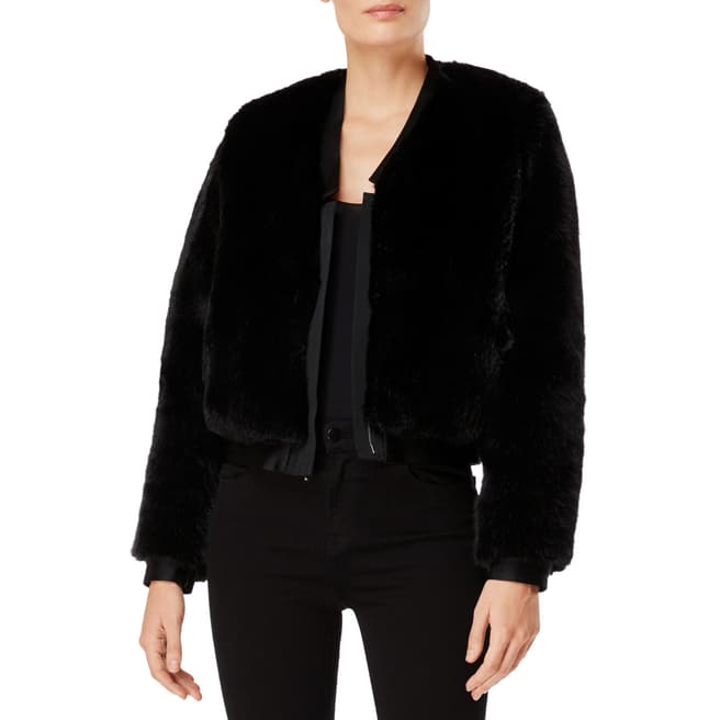J Brand Black Ashbey Faux Fur Jacket