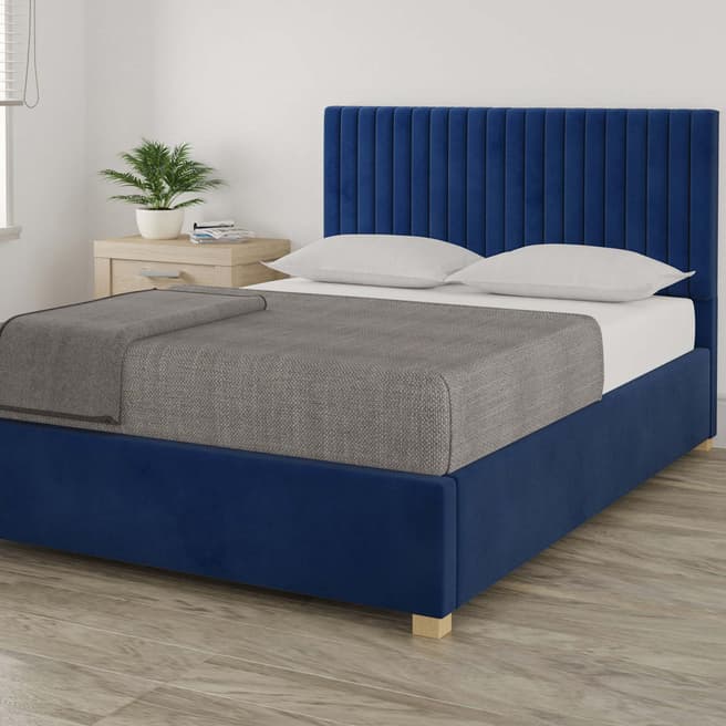 Aspire Furniture Piccadilly Plush Velvet Upholstered Ottoman Bed - Small Double (4') - Navy