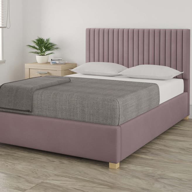 Aspire Furniture Piccadilly Plush Velvet Upholstered Ottoman Bed - Single (3') - Blush