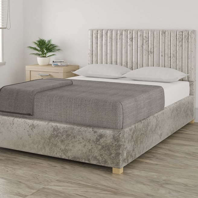 Aspire Furniture Piccadilly Crushed Velvet Upholstered Ottoman Bed - Double (4'6) - Pearl
