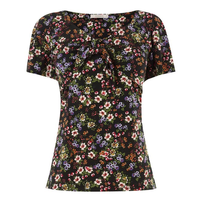 Oasis Floral Print Ditsy Tie Front Top
