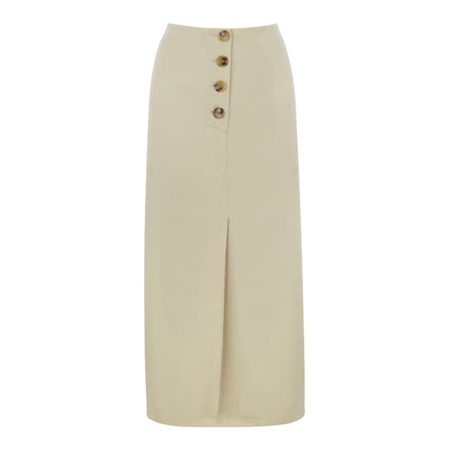 Oasis Cream Side Button Skirt