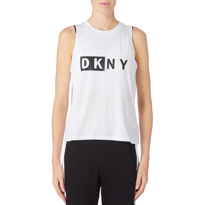 DKNY White Sleeveless Crew Neck Top