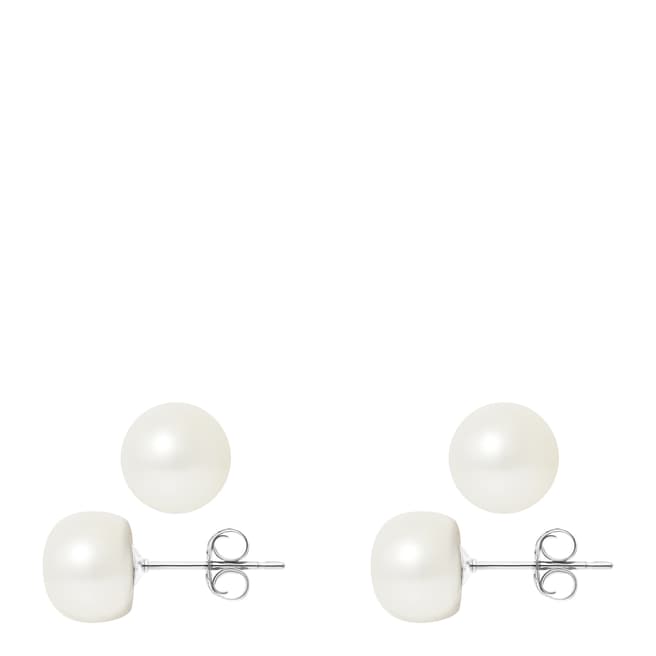 Just Pearl Natural White Gold Pearl Earrings 9-10mm