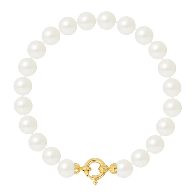 Just Pearl Natural White Half Round Pearl Row Bracelet 7-8mm
