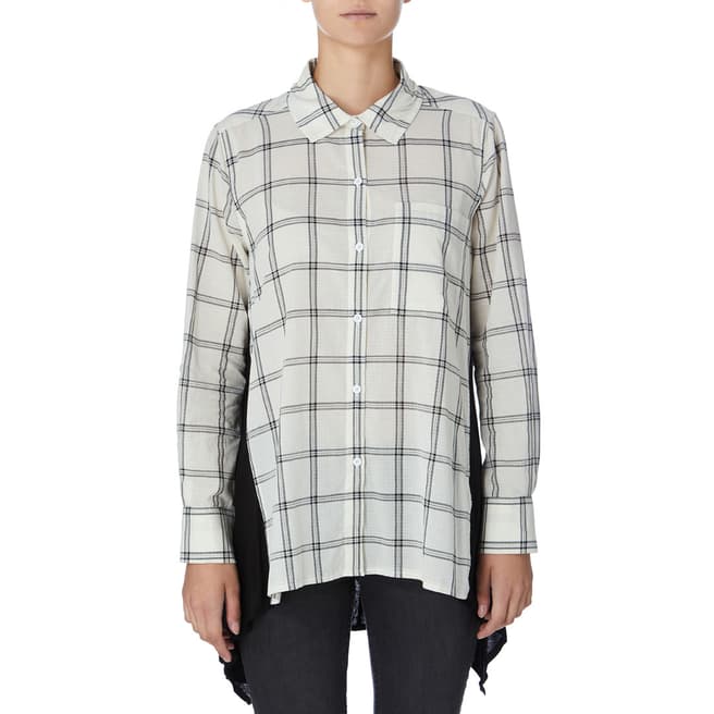 DKNY Ivory/Multi Long Sleeve Trapeze Shirt 
