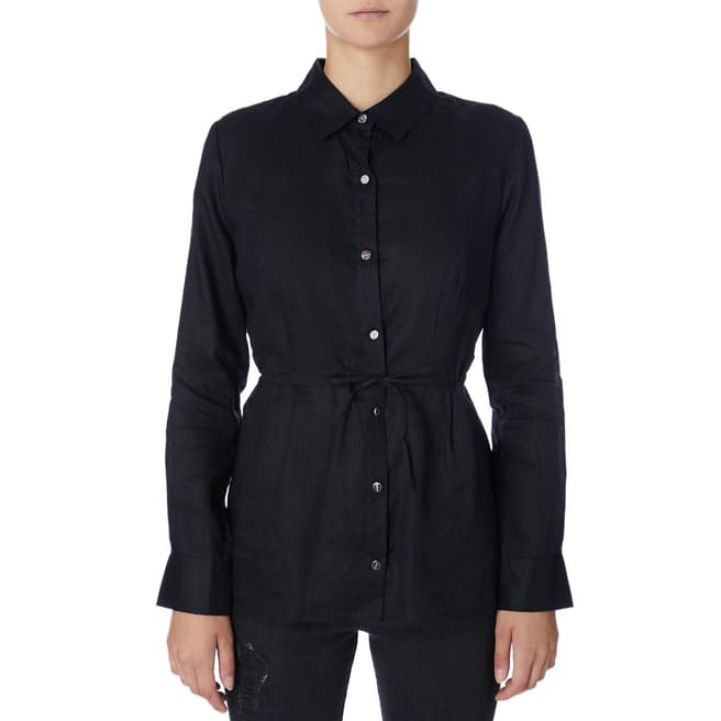 DKNY Black Long Sleeve Linen Tunic 