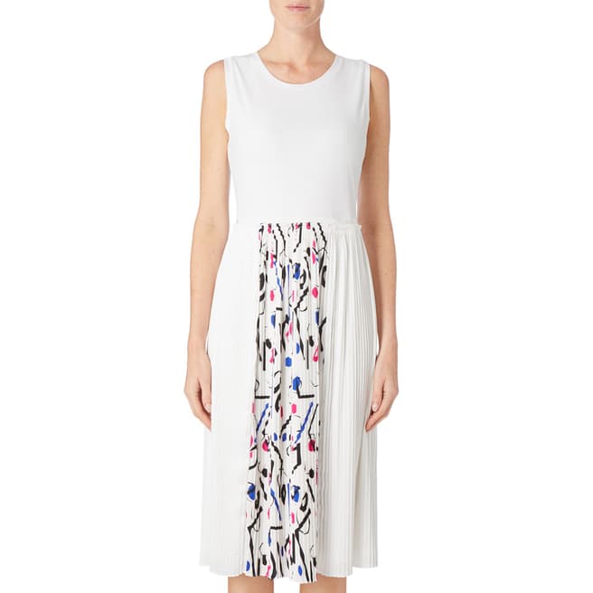 DKNY Ivory Sleeveless Pleated Dress