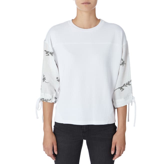 DKNY White 3/4 Sleeve Sweatshirt 