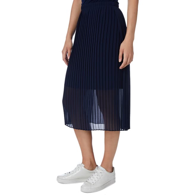 DKNY Navy Pleated Midi Skirt 