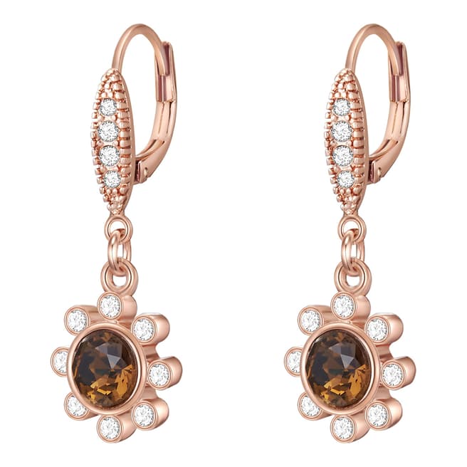 Saint Francis Crystals Rose Gold/Brown Crystal Earrings
