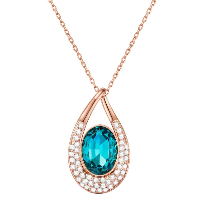 Saint Francis Crystals Rose Gold/Blue Crystal Necklace