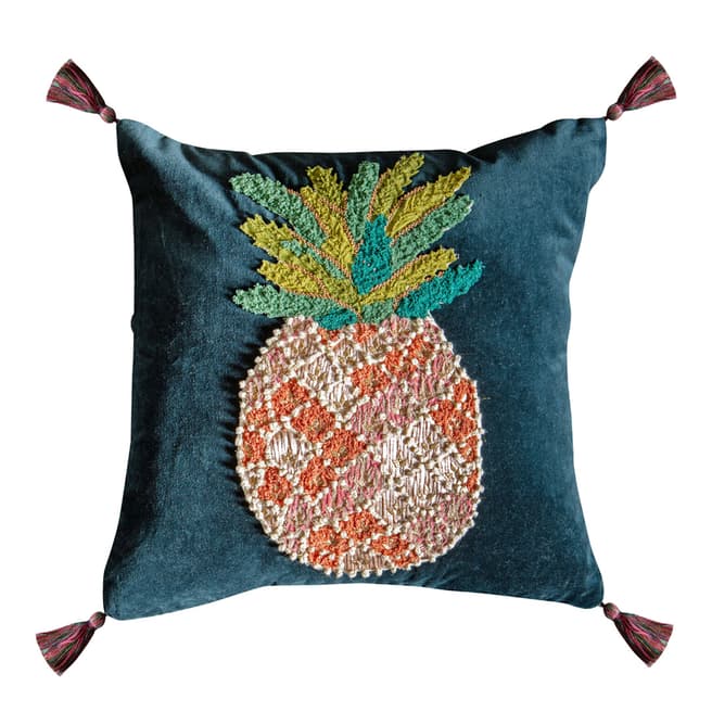 Gallery Living Pineapple Tassel Embroidered Cushion 50x50cm