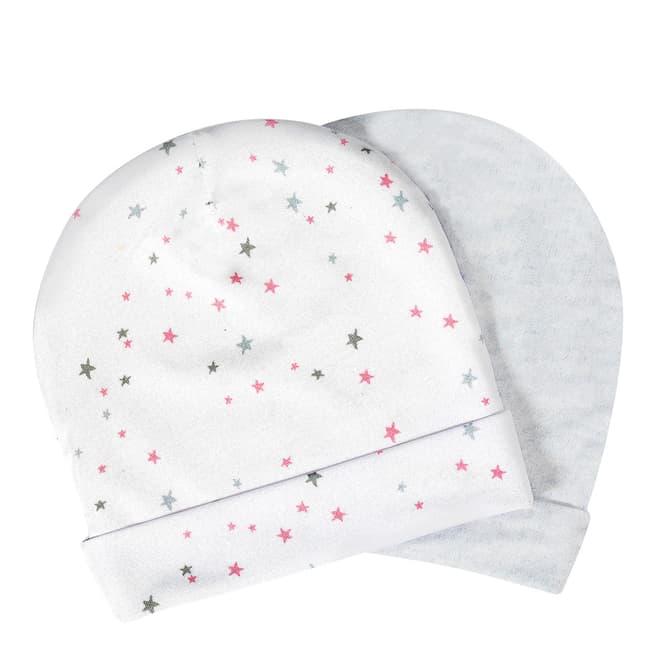 Aden & Anais White/Grey Tiny Stars Set Of 2 Beanie Hats