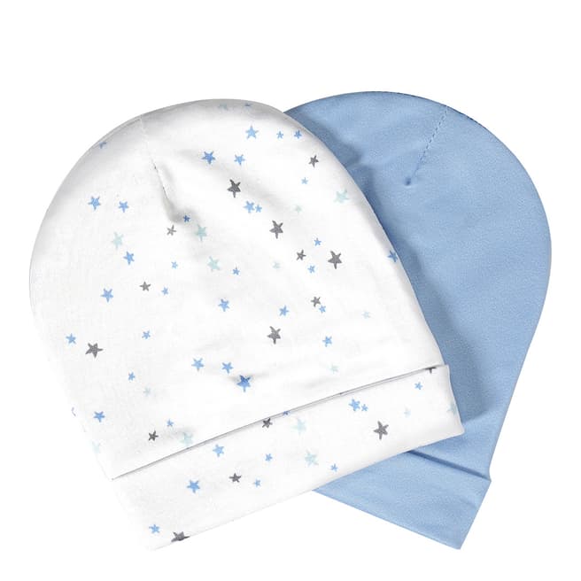 Aden & Anais White/Blue Tiny Stars Set Of 2 Beanie Hats