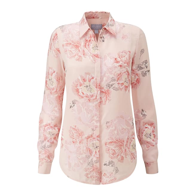 Pure Collection Pale Pink Relaxed Washed Silk Blouse