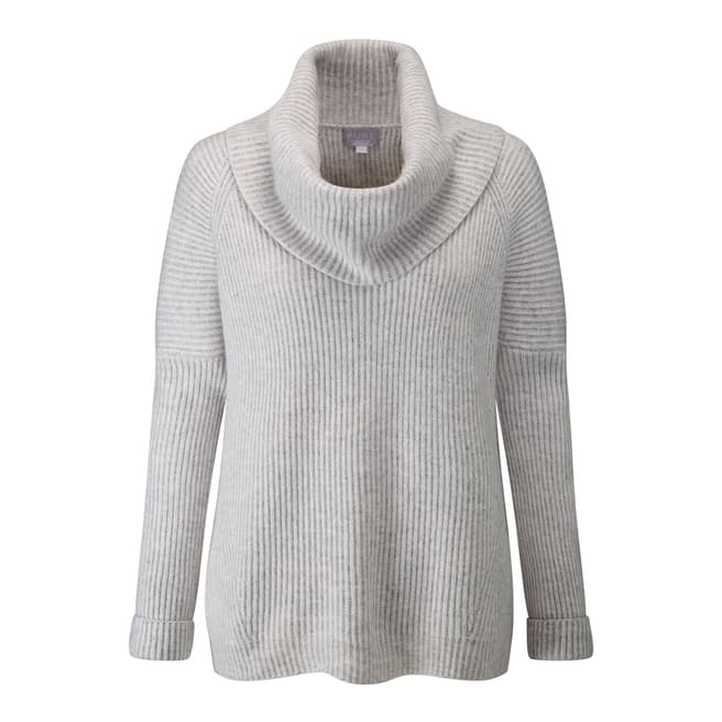 Pure Collection Dove/Soft White Wool/Cashmere Blend Jumper