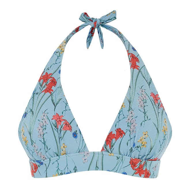 Oasis Blue Flora Textured Bikini Top