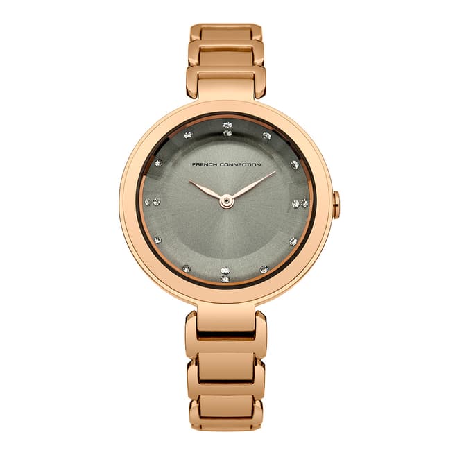 French Connection Rose Gold Grey Sunray Watch