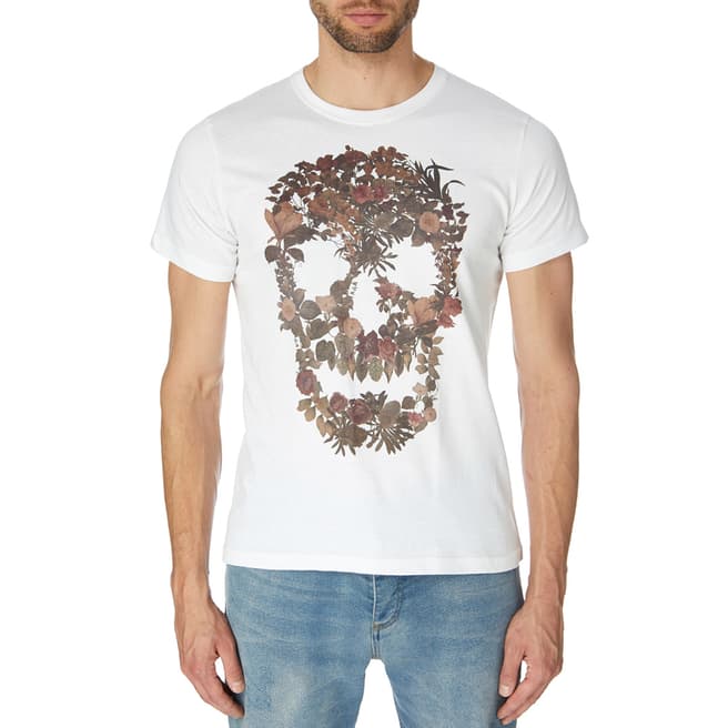 Bolongaro Trevor White Botanical Skull T-Shirt