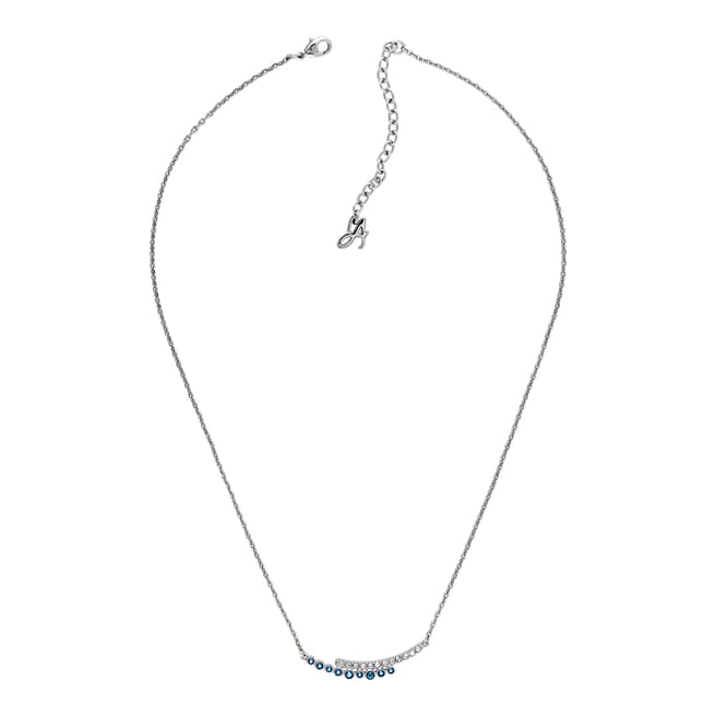 Adore by Swarovski® Silver Blue Pave Round Curved Bar Necklace