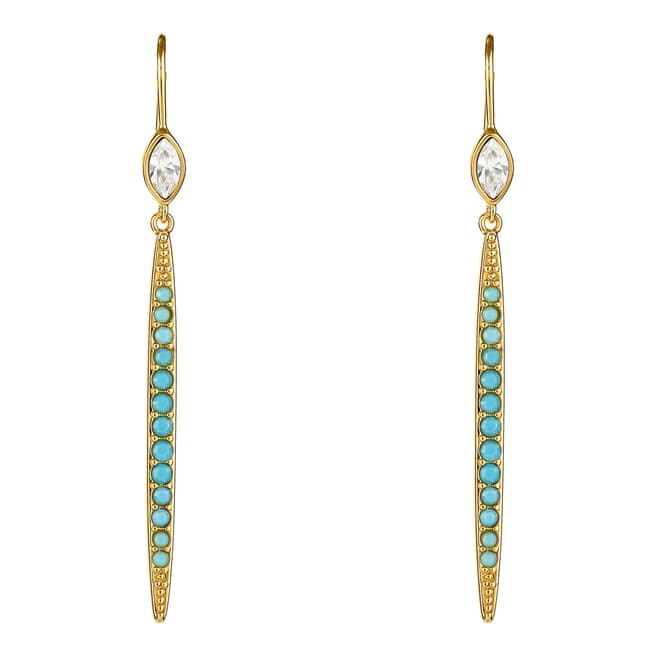 Adore by Swarovski® Gold Plated Turquoise Linear Bar Earrings