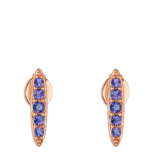 Adore by Swarovski® Rose Gold Plated Tanzanite Pave Navette Stud Earrings