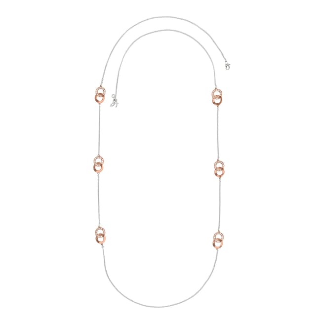 Adore by Swarovski® Silver Rose Gold Interlocking Long Necklace