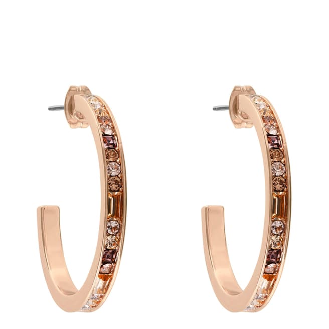 Adore by Swarovski® Rose Gold Plated Baguette Round Hoop Earrings