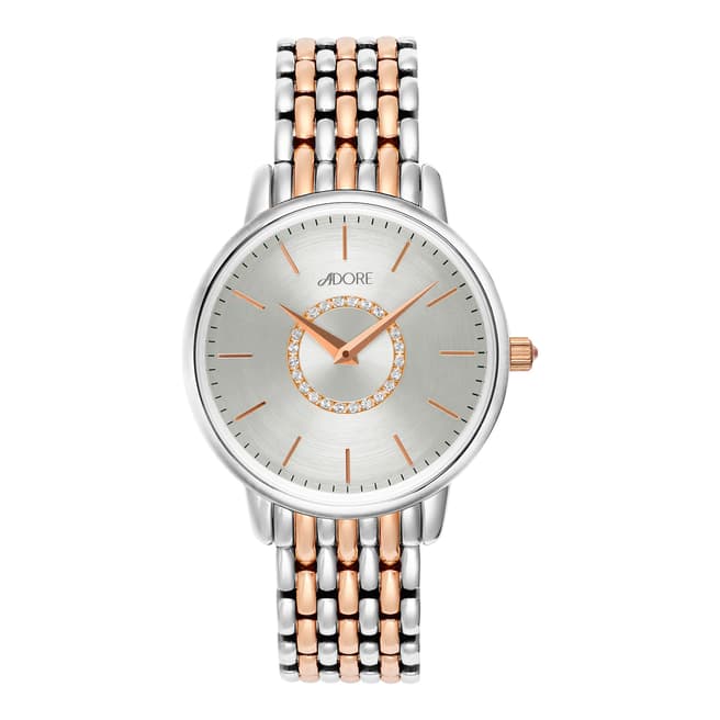 Adore by Swarovski® Silver Rose Gold Plated Luxe Bracelet Watch 33mm
