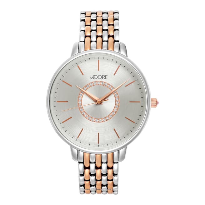 Adore by Swarovski® Silver Rose Gold Plated Luxe Bracelet Watch 38mm